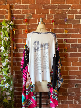 Upcycled Bowie inspired Patchwork Hi Lo Hybrid Poncho Top