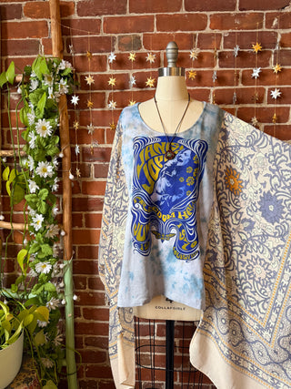 Pearl Classic Rock Tie Dye Boho Hi Lo Poncho Top