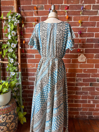 Size Small-Medium Meadow Mosaic 100% Cotton Short Sleeve Dress - Fair Trade Made