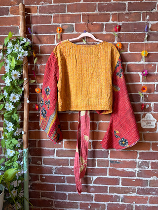 Plus Size Nova Kantha Bell Sleeve Wrap Top- 100% Cotton - Fair Trade Made