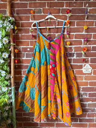 Coffee In The Morning Midi Kantha Summer Dress With Pockets - Fits up to 2X
