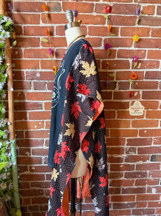 OOAK Summer Collection- Upcycled Motorcycle Kantha Poncho Hi Lo Tee