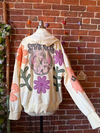 OOAK Autumn Collection - Stevie Nicks Inspired Good Vibes Artisan Bloom Floral Hoodie Sweatshirt