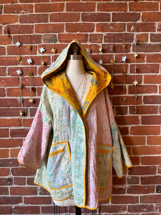 Willow Reversible Kantha Hooded Patchwork Jacket