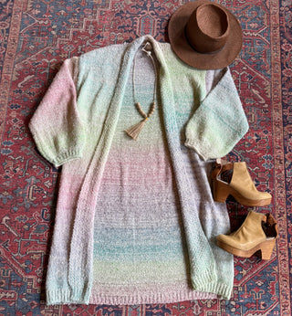 Muted Rainbows Cozy Bohemian Cardigan