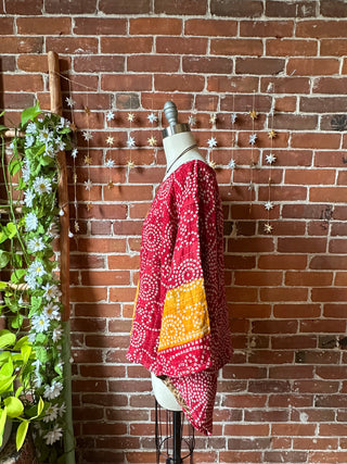 Cosmic Drift Reversible Kantha Poncho Top