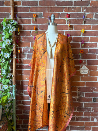 Summer Dreams 100% Silk Poncho Robe- Fair Trade Made