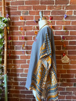 OOAK Autumn Collection- Upcycled AC/DC Inspired Poncho Tee