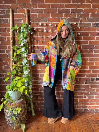 Oversized Juniper Kantha Patchwork Hoodie