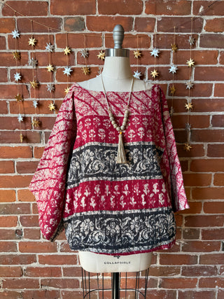 Cosmic Drift Reversible Kantha Poncho Top