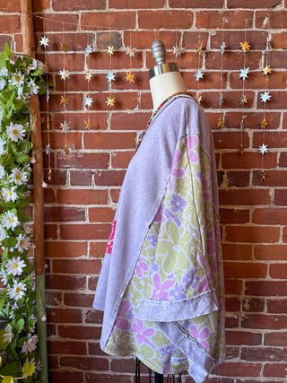 OOAK Winter Collection - Upcycled Kantha Flower Patch Patchwork Poncho Style Top 🌼