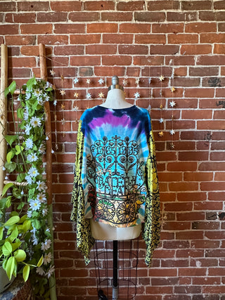 OOAK Autumn Collection- Upcycled Grateful Dead Inspired Cropped Poncho Tee
