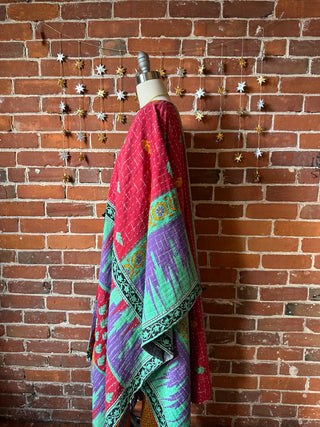 Reversible Stardust Kantha Ruana Jacket