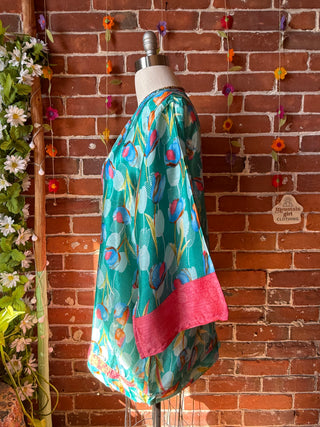 Autumn Moon Silky Flowy Kimono - Fair Trade Made - Final Sale
