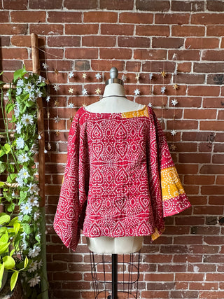 Cosmic Drift Reversible Kantha Poncho Top