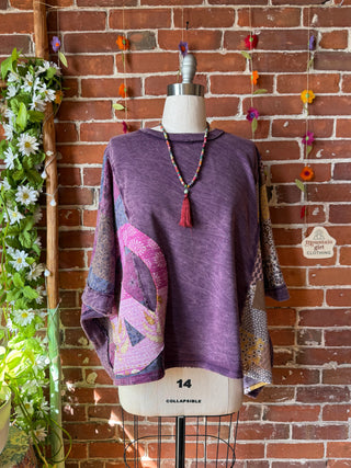OOAK Summer Collection - Upcycled Peace Patch Patchwork Poncho Style Top