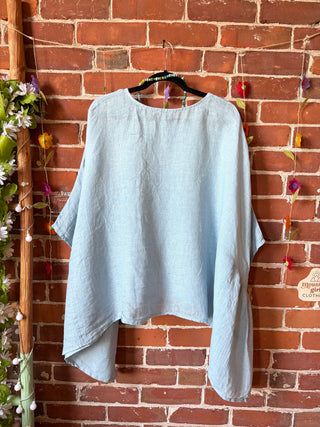 Driftwood Linen Drape Poncho Top - Made in Italy - 3 Colors Available
