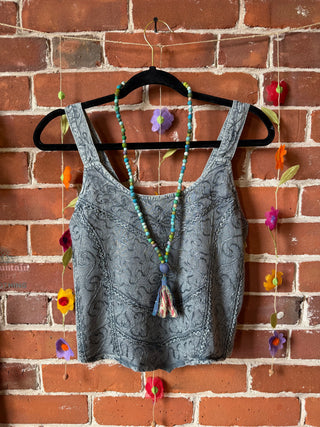 Earthsong Embroidered Cropped Tank Top - Fair Trade Made - Multiple Colors Available