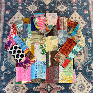 A Stitch In Time Kantha Patchwork Hooded Jacket