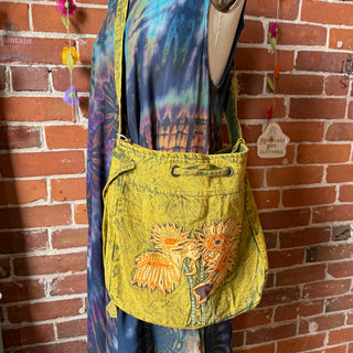 Sunflower Spirit Cotton Crossbody / Shoulder Bag - Fair Trade Made