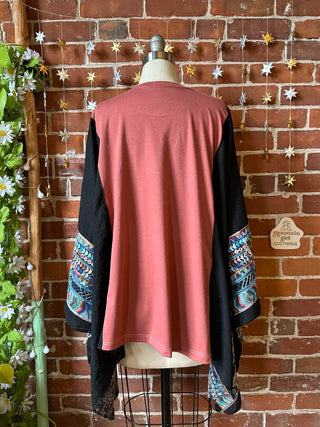 Fleetwood Mac Dove Inspired Black Embroidered Poncho