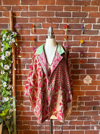 OOAK Spring Collection - Upcycled Pink Floyd Inspired Vintage Kantha Jacket