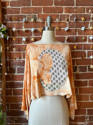 OOAK Winter Collection - Callisto Kantha Crescent Moon Crop Top