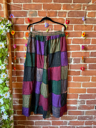 Embroidered Patchwork Bohemian Spring Wide Leg Lounge Pants - 100% Cotton