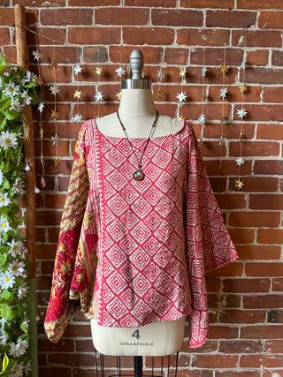 Cosmic Drift Reversible Kantha Poncho Top