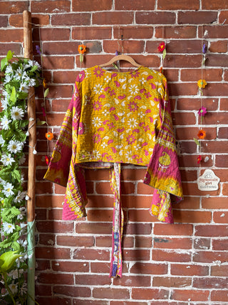 Free Size Nova Kantha Bell Sleeve Wrap Top