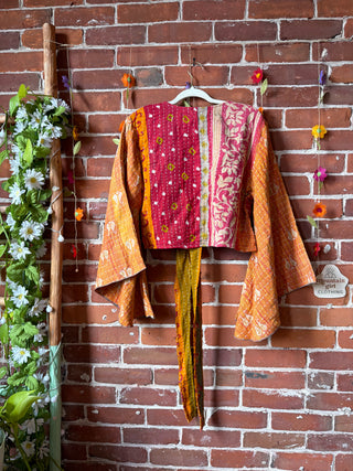 Free Size Nova Kantha Bell Sleeve Wrap Top