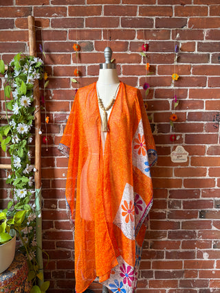 Summer Dreams 100% Silk Poncho Robe- Fair Trade Made