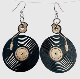 Vinyl Record Wooden Earrings - Made In The USA