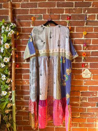 Coffee In The Morning Kantha Dress - Fits up to 3X - 100% Cotton- Fair Trade Made