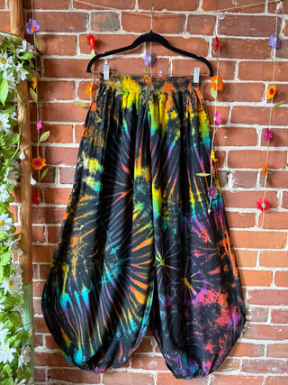 Raven Tie Dye Harem Pants - Black/Rainbow