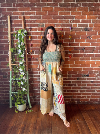 Aquarius Patchwork Flowy Wide Leg Jumpsuit