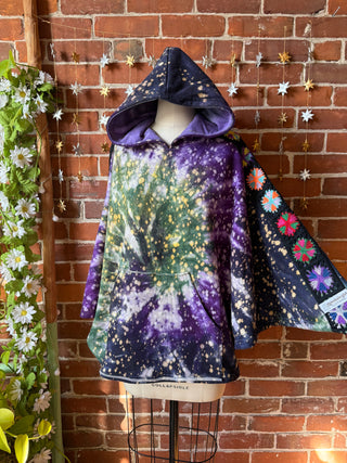 OOAK Winter Collection- Stevie Silver Springs Tie Dye Granny Square Hoodie Poncho