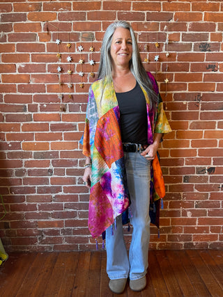 Rainbow Dreamer Tie Dye Silk Patchwork Kimono