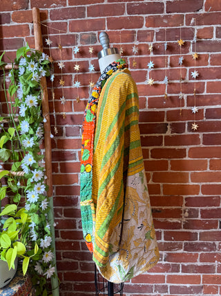 OOAK Autumn Collection - Reversible Gemini Kantha Cocoon Shawl