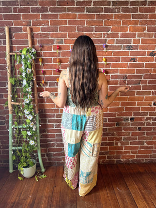 Aquarius Patchwork Flowy Wide Leg Jumpsuit