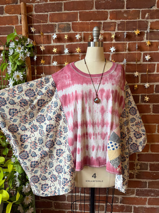 OOAK Autumn Collection - Upcycled Tie Dye Flowy Patchwork Poncho Top