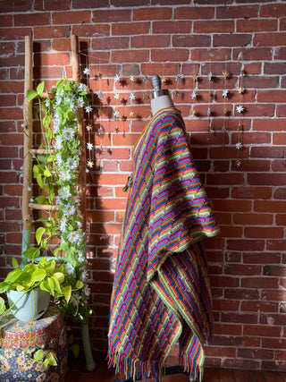 OOAK Winter Collection - Rainbow Dreamer Fringe Wearable Blanket Robe