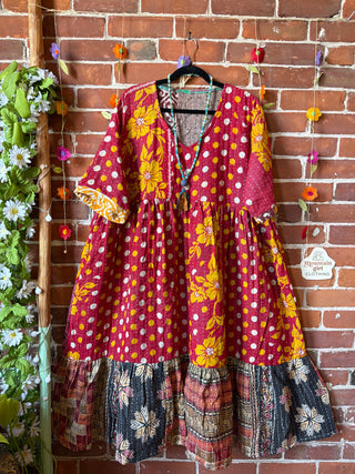 Coffee In The Morning Kantha Dress - Fits up to 3X