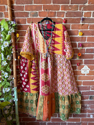 Coffee In The Morning Kantha Dress - Fits up to 3X