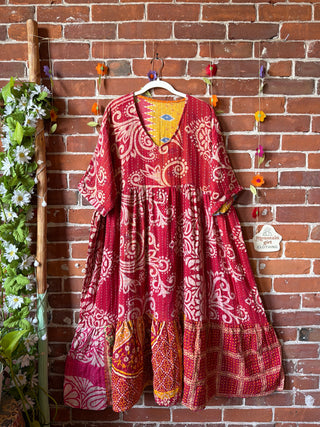 Coffee In The Morning Kantha Dress - Fits up to 3X