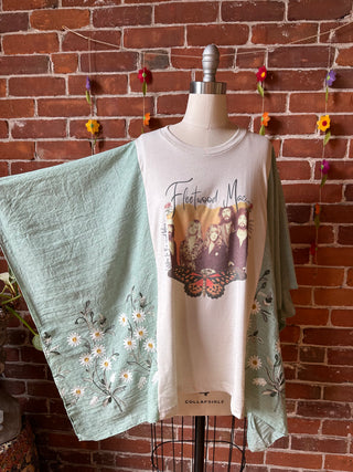 Fleetwood Mac Butterfly Inspired Sage Daisy Embroidered Poncho - LIMITED RELEASE