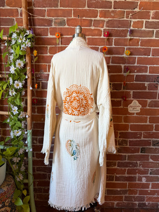 Spirit of Summer 100% Cotton Bell Sleeve Kimono Robe  - Fair Trade Made