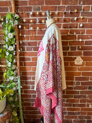 Rolling Stones Red Boho Hi Lo Poncho Top