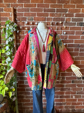 OOAK Autumn Collection - Upcycled Grateful Dead Inspired Boho Vintage Kantha Jacket