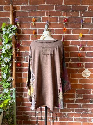 OOAK Summer Collection - Upcycled Flower Patch Patchwork Poncho Style Top 🌼